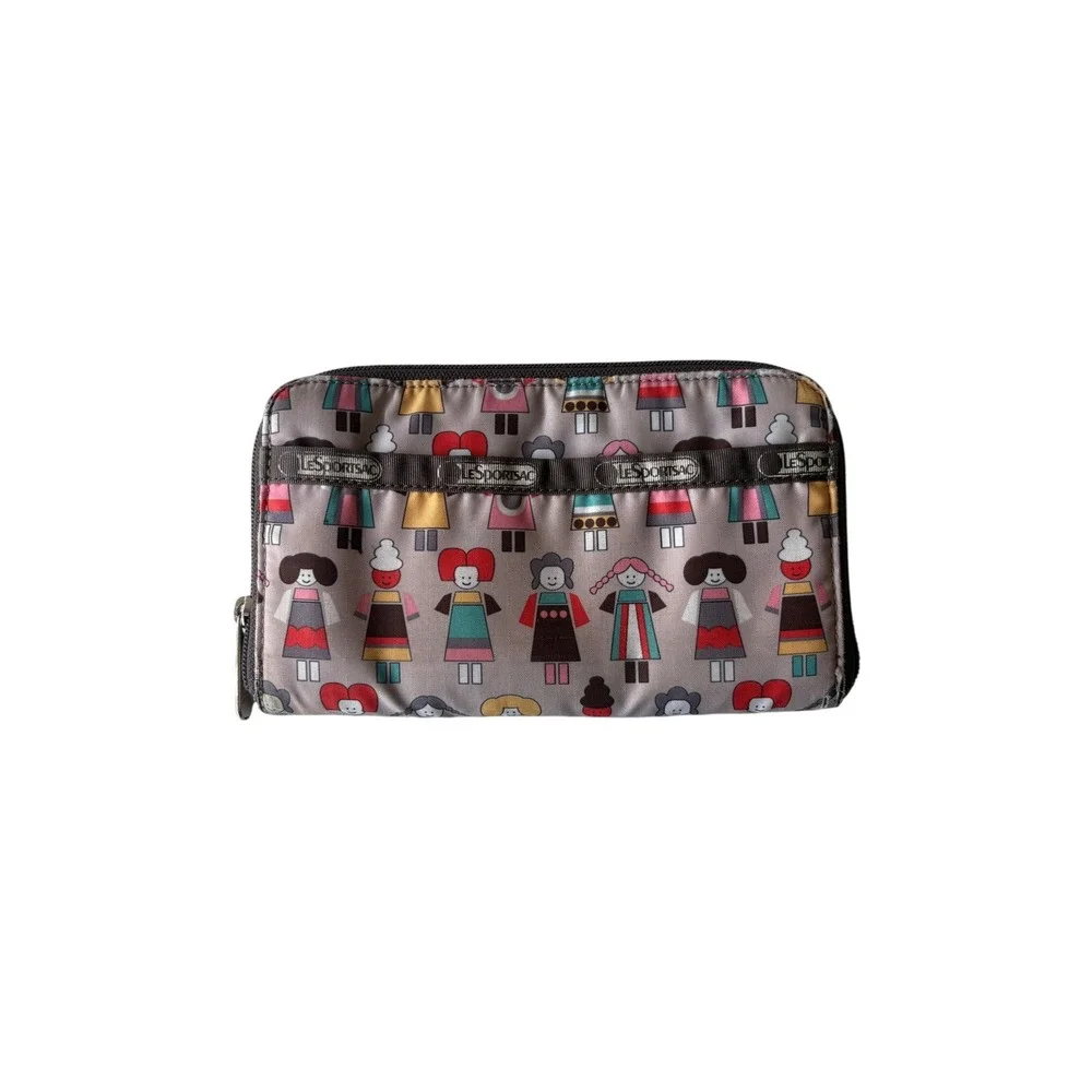 LeSportsac Aki Miyajima Artist In Residence Zip Around Wallet Doll Print Gray